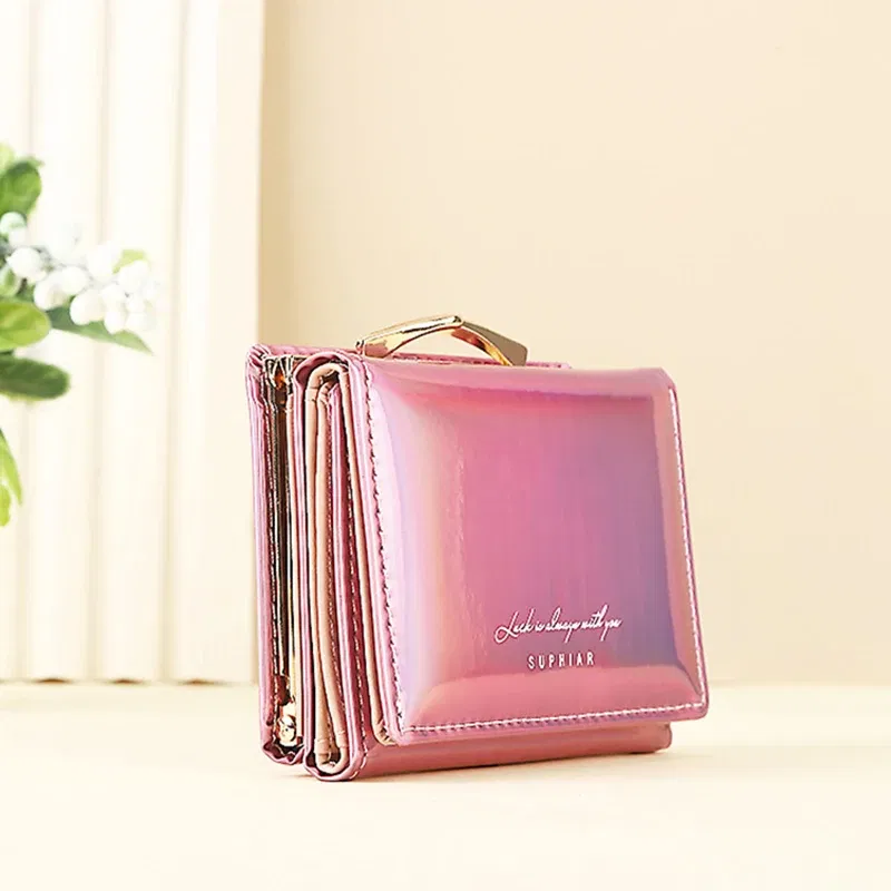 Color: Blue - Women'sWallets Fashion Rainbow Credit Card Holder Purses with Coin Pocket for Women Portable Short PU Leather Cute Wallet