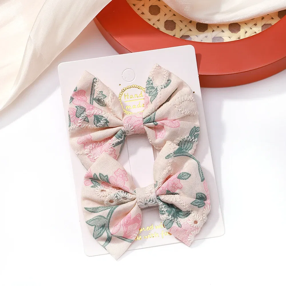 Color: Light purple - 2Pcs/Set Solid Color Kids Bows Hair Clips for Baby Girls Handmade Plaid Bowknot Hairpin Barrettes Photograph Hair Accessories