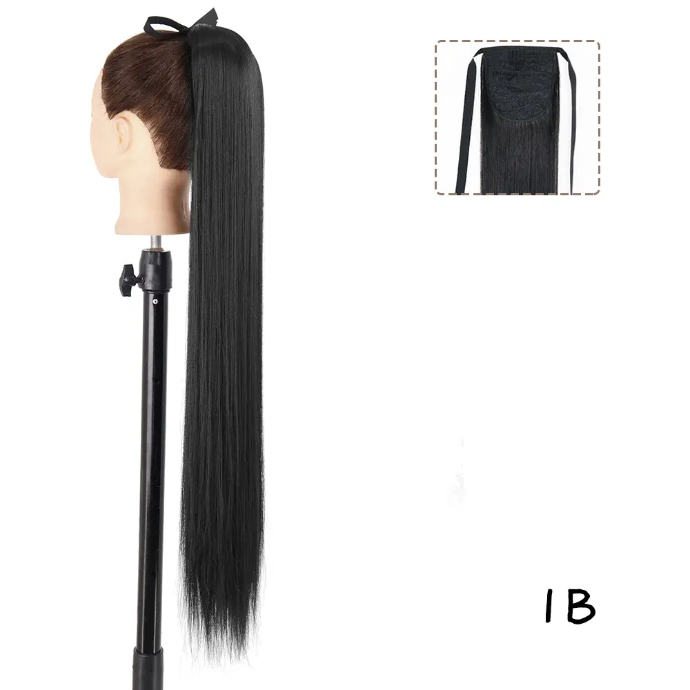 Color: T1/35, Stretched Length: 22inches - AZQUEEN Straight Synthetic Hairpiece With Ponytail 85cm Super Long Wrap Around Clip In Hair Extensions Pony Tail For Daily Wear