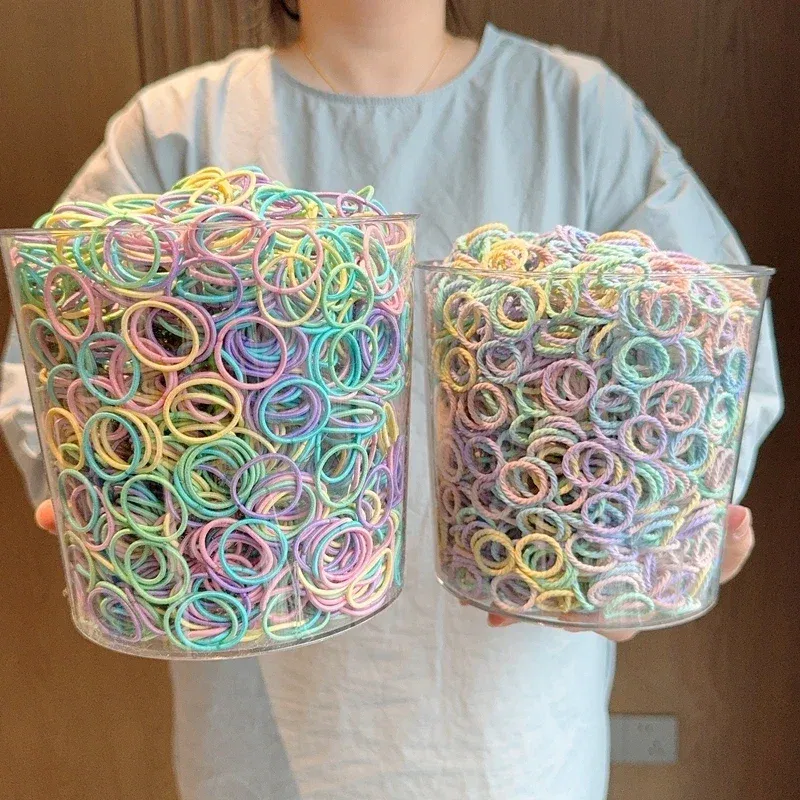 Color: Lavender - [50Pcs/lot] Baby Rubber Band Does Not Hurt The Hair Small Thumb Ring High Elastic Thread Toddler Seamless Scrunchies Set