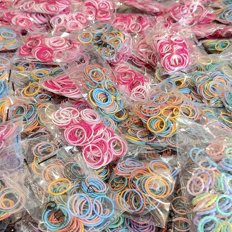 Color: Lavender - [50Pcs/lot] Baby Rubber Band Does Not Hurt The Hair Small Thumb Ring High Elastic Thread Toddler Seamless Scrunchies Set