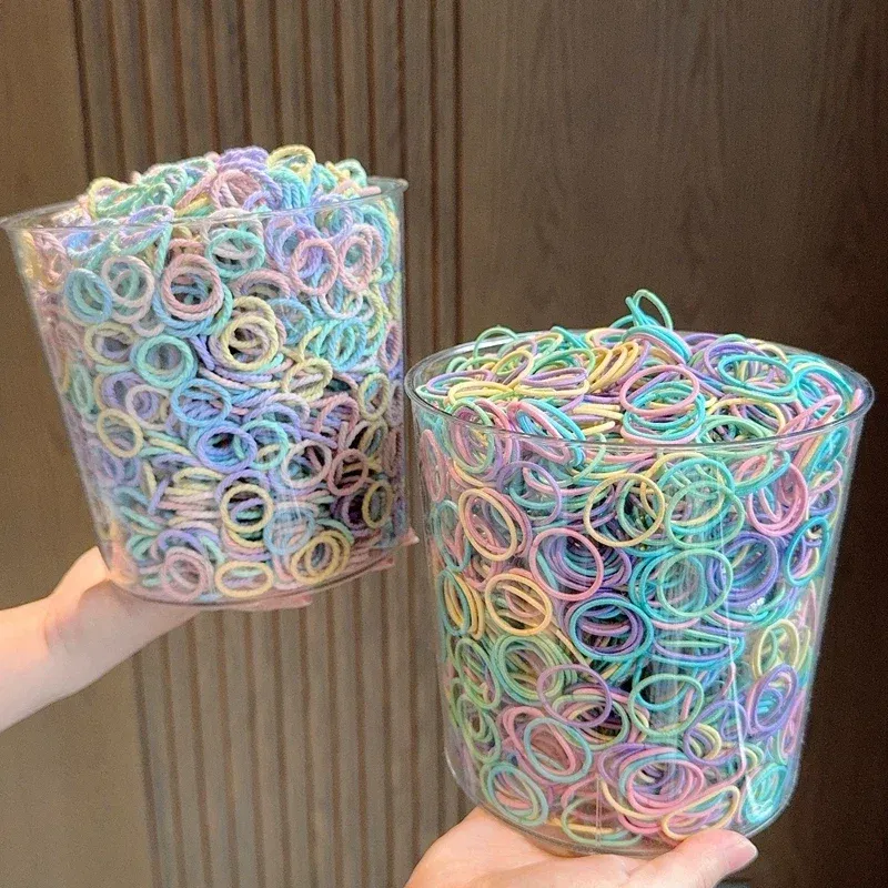 Color: Lavender - [50Pcs/lot] Baby Rubber Band Does Not Hurt The Hair Small Thumb Ring High Elastic Thread Toddler Seamless Scrunchies Set