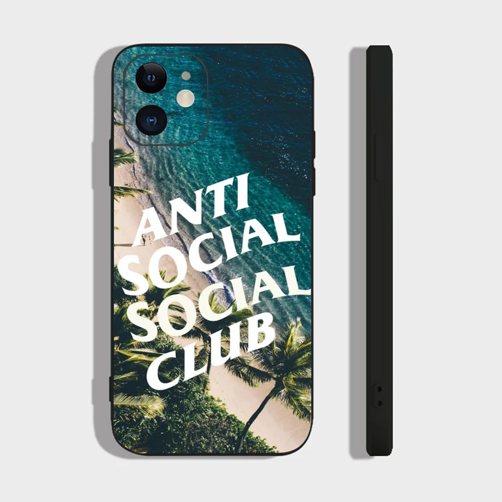 Color: GRAY, Material: ABS - Anti Social Social Club Phone Case For IPhone 16 15 14 13 Pro Max 11 12 Mini X Xs XR Se 2022 Black Silicone Cover