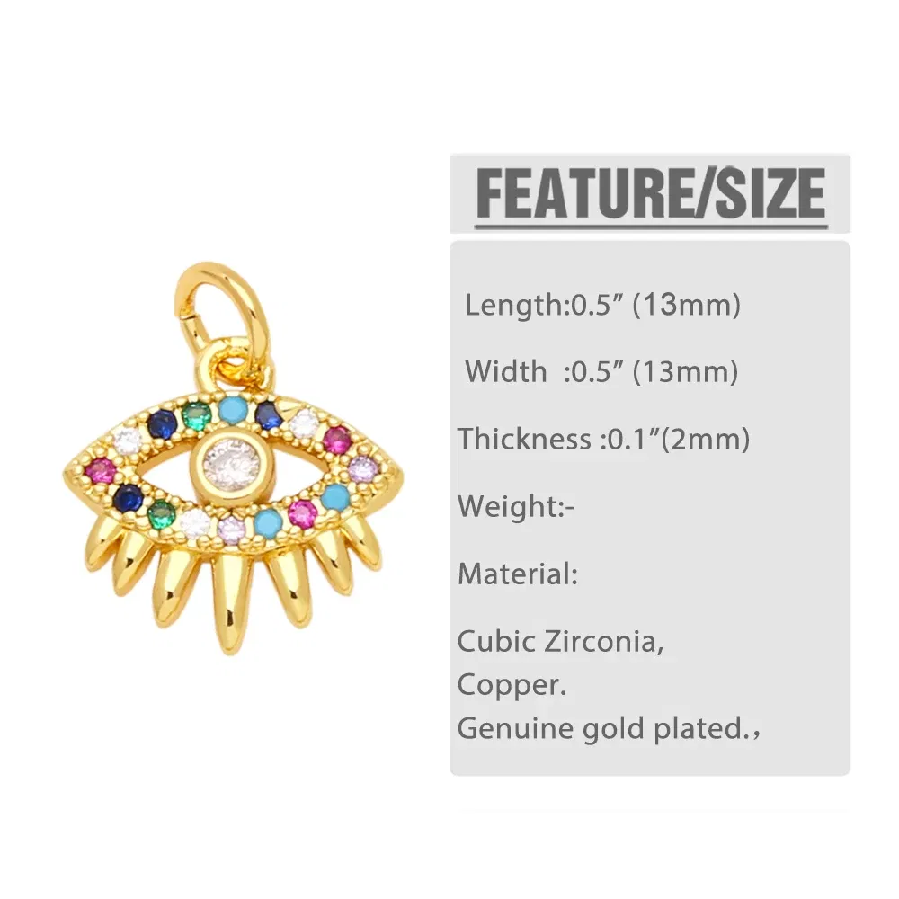 Metal color: VIOLET - OCESRIO Multicolor Little Turkish Eye Bracelet Earring Charm Copper Gold Plated CZ Evil Eye Jewelry Making Supplies chma180