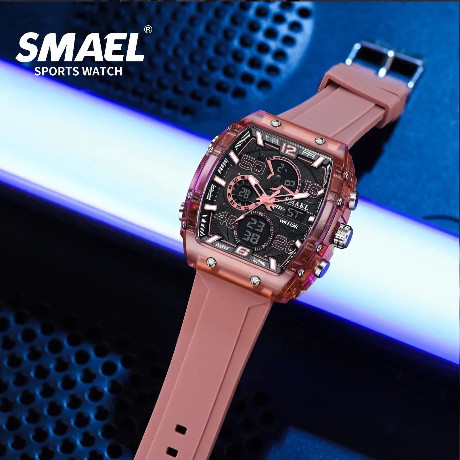 Color: Ivory - SMAEL 8109 New Men's Watch Multifunctional Sports 50M Waterproof Dual Display LED Night Light Leisure Student Electronic Watch