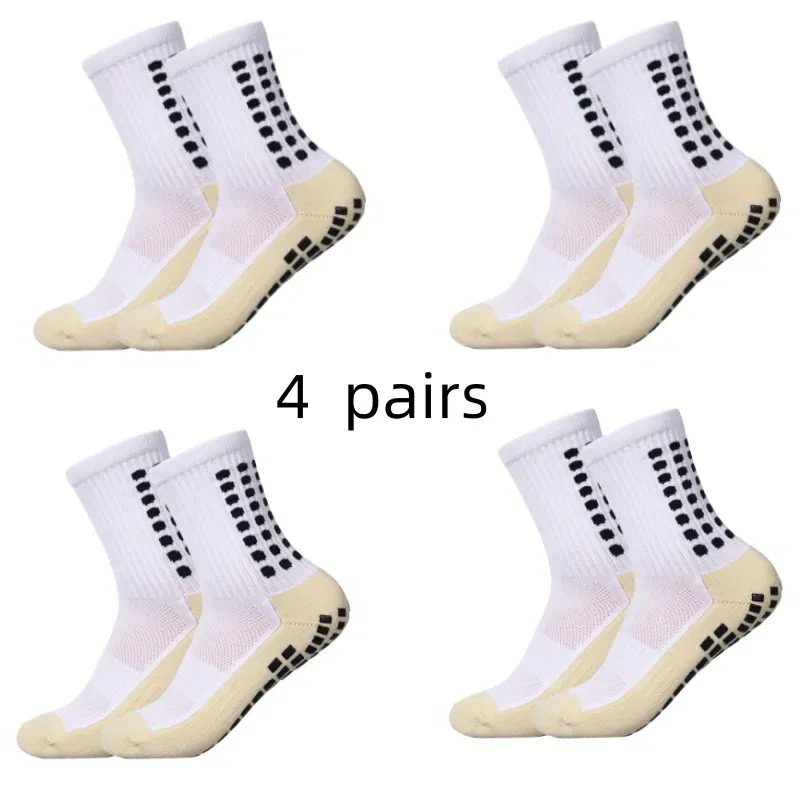 Color: Blue - 4 pairs of men's soccer socks non-slip grip pad football basketball socks