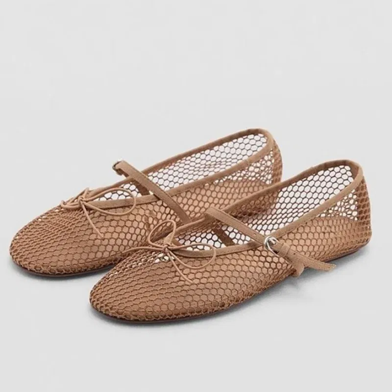 Color: black, Shoe Size: 39, Ships From: CHINA - Mesh Summer Ballet Flats Shoes Women Buckle Strap Breathable 2025 New Flats Shoes Ladies Black Mary Janes Footwear Loafers