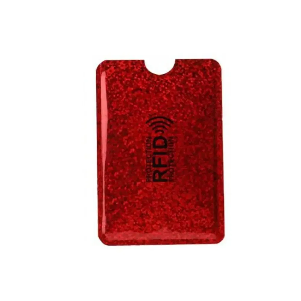 Color: ROSE RED - 5pcs Anti-theft RFID Card Holder Colorful Aluminium Reader Lock Passport Protector Sleeves Safety Credit Card Sleeves