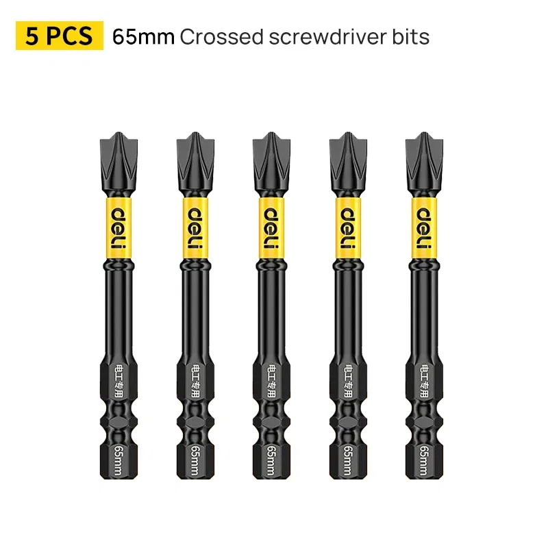 Color: Gold - Non-slip Cross Screwdriver Set Magnetic Batch Head Magnetic Batch Head Impact Screw Driver Bit 65/110/150mm