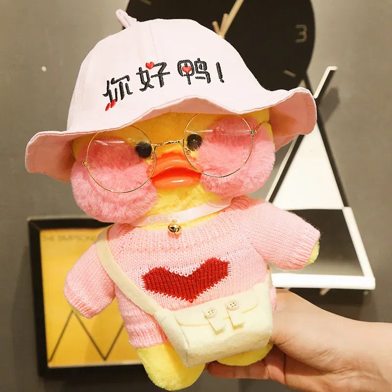 Color: Multicolor, Height: 11cm-30cm - 30cm Cute LaLafanfan Cafe Duck Plush Toy Kawaii LaLafanfan Duck Doll Soft Stuffed Animal Plush Pillow Birthday Gifts for Kids