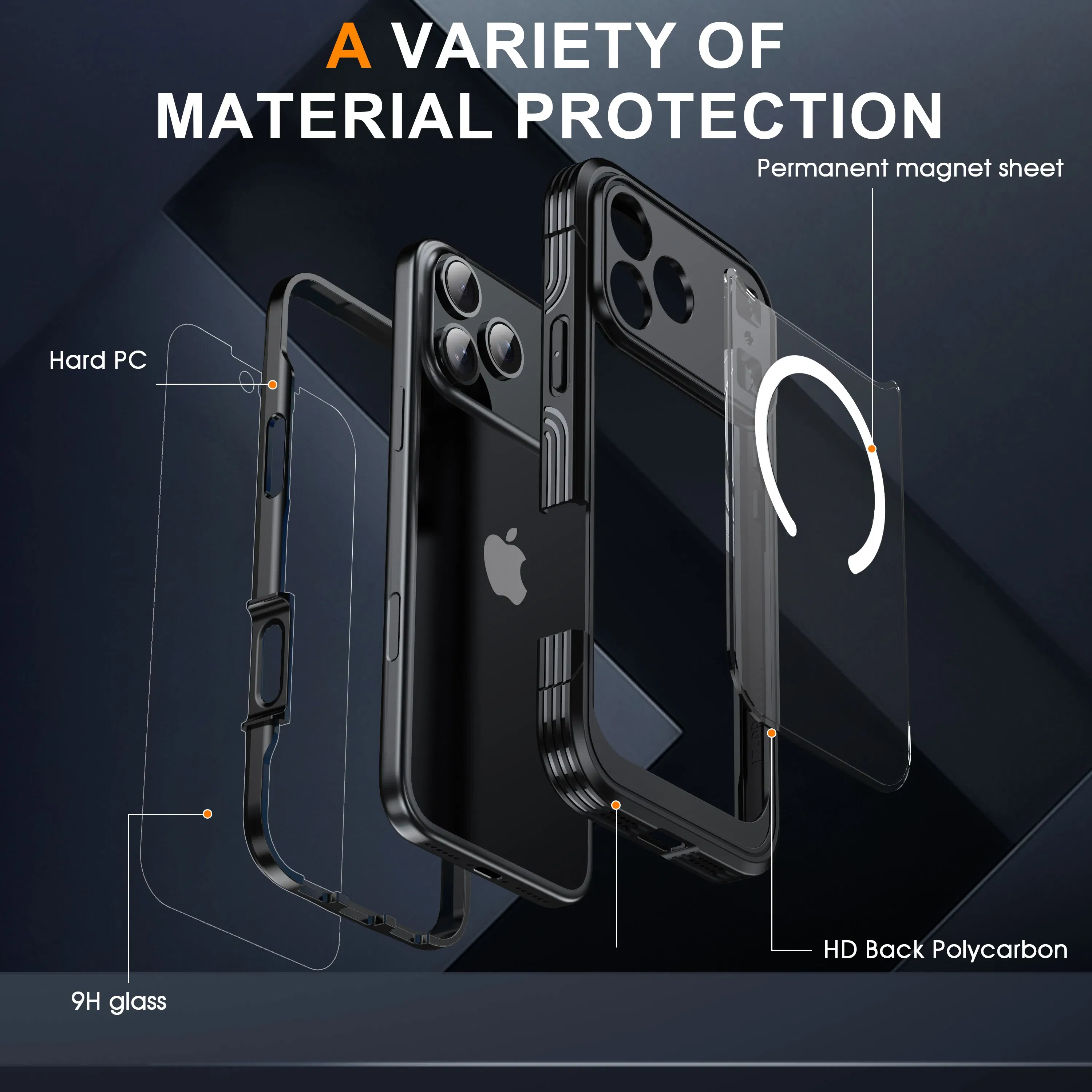 Color: black, Compatibility by Model: iPhone17 - Shellbox-For iPhone17promax/17Air phone case, drop-resistant, ultra-thin transparent magnetic, scratch-resistant and wear-resist