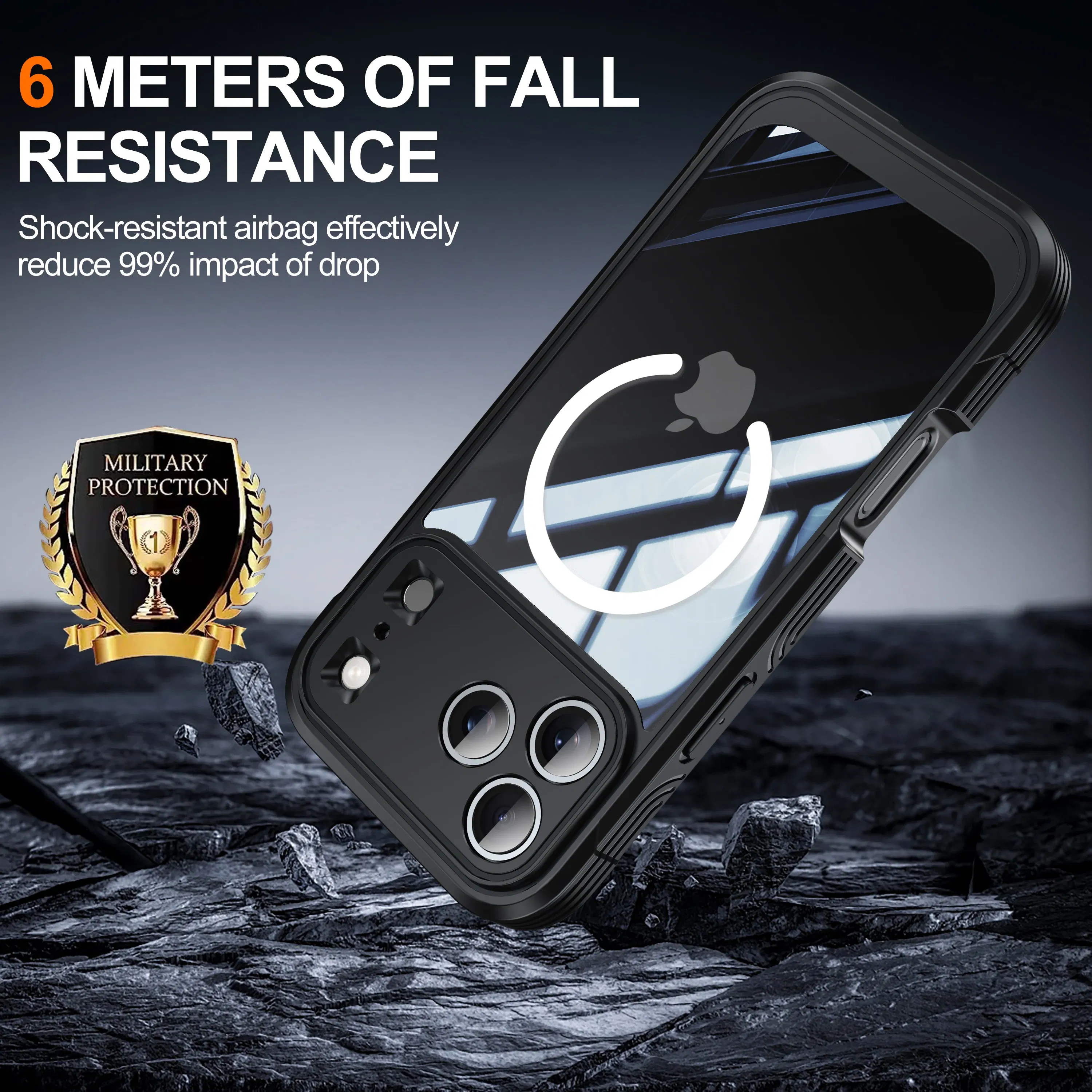 Color: black, Compatibility by Model: iPhone17 - Shellbox-For iPhone17promax/17Air phone case, drop-resistant, ultra-thin transparent magnetic, scratch-resistant and wear-resist