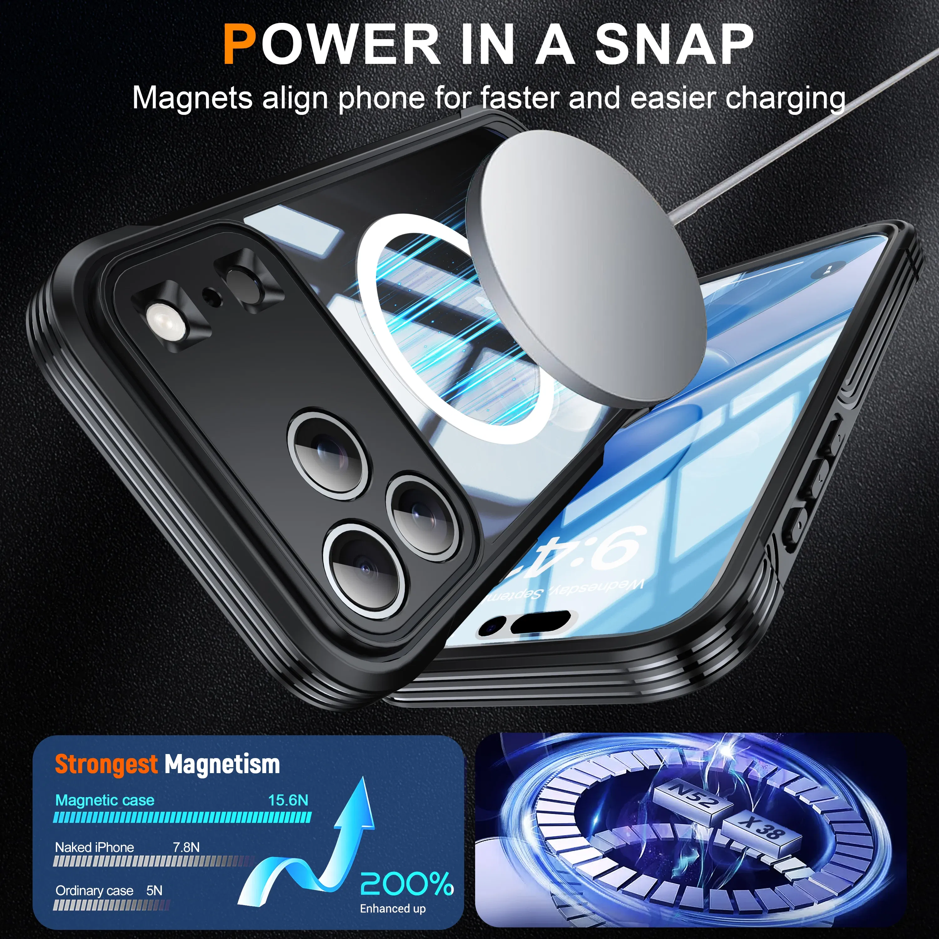 Color: black, Compatibility by Model: iPhone17 - Shellbox-For iPhone17promax/17Air phone case, drop-resistant, ultra-thin transparent magnetic, scratch-resistant and wear-resist