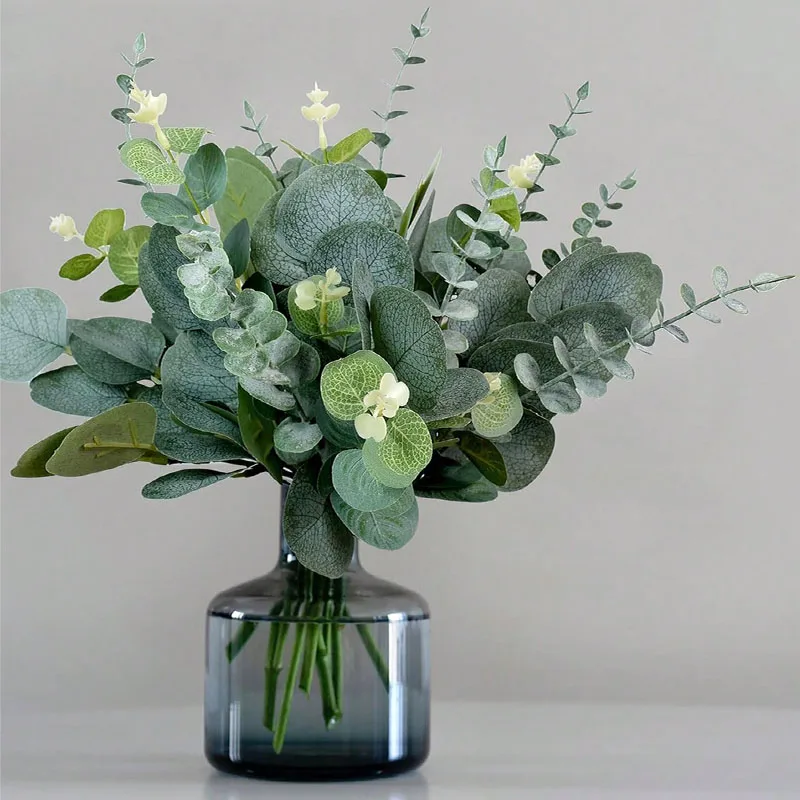 30 pieces of artificial eucalyptus leaf stem artificial silver coin eucalyptus greening wedding flower arrangement center