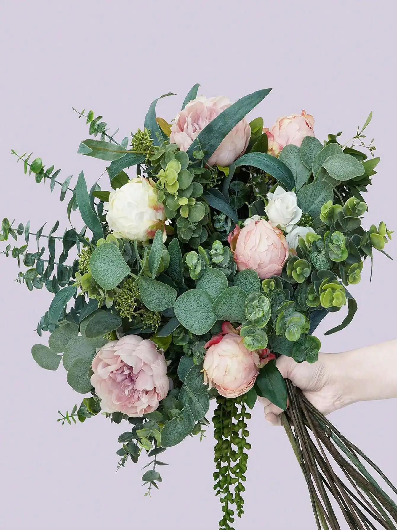 30 pieces of artificial eucalyptus leaf stem artificial silver coin eucalyptus greening wedding flower arrangement center
