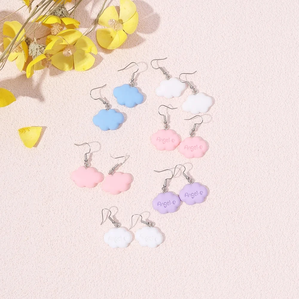 Metal Color: Vermeil - Ultra-Low New Fashion Cute White Cloud Stud Earrings Delicate Mushroom Clouds for Women Girls Ear Jewelry Wholesale Gifts Bear