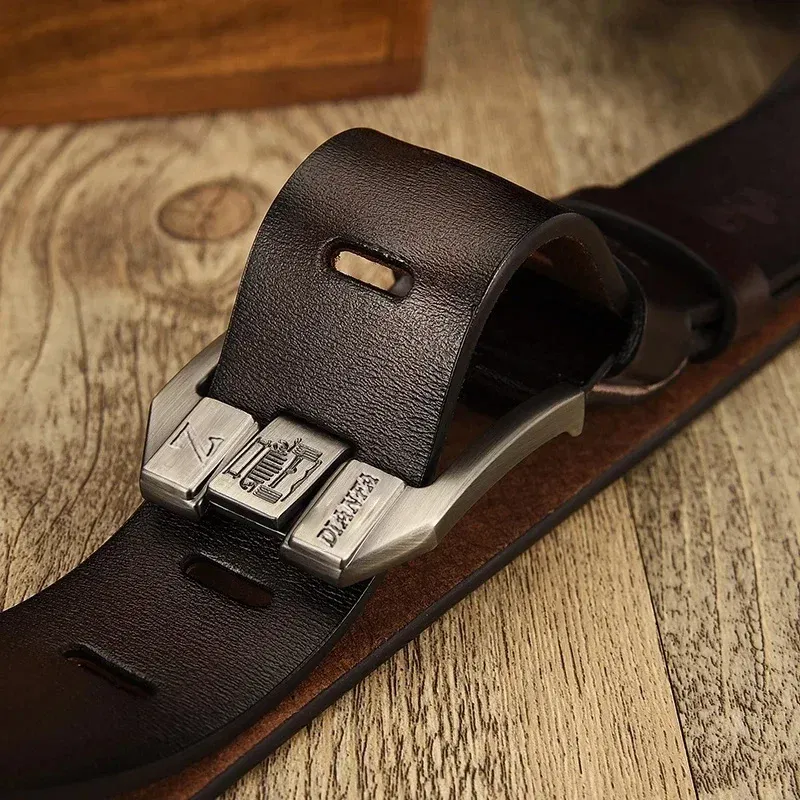 Color: black, Belt Length: 120cm - 130CM Leather Cowhide Men's Belt Fashion Metal Alloy Pin Buckle Adult Luxury Brand Jeans Business Casual Waist Male Strap Brand