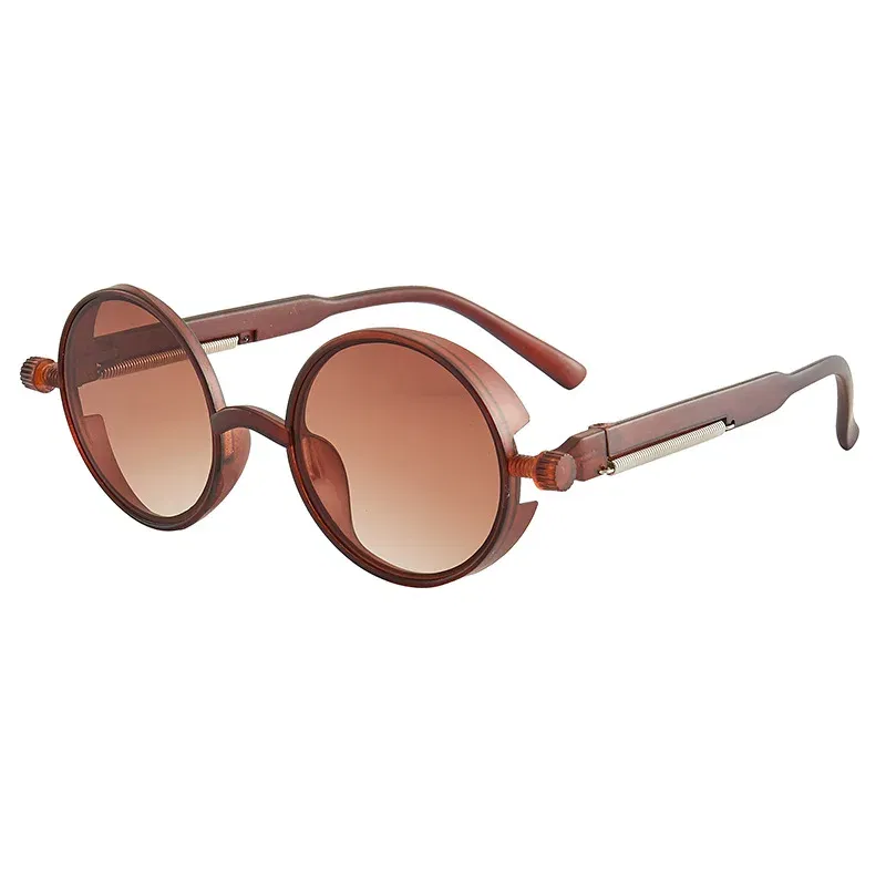 Lenses Color: Yellow, Ships From: CN, Frame Color: MULTI - Classic Gothic Steampunk Sunglasses Luxury Brand Designer High Quality Men and Women Retro Round Pc Frame Sunglasses