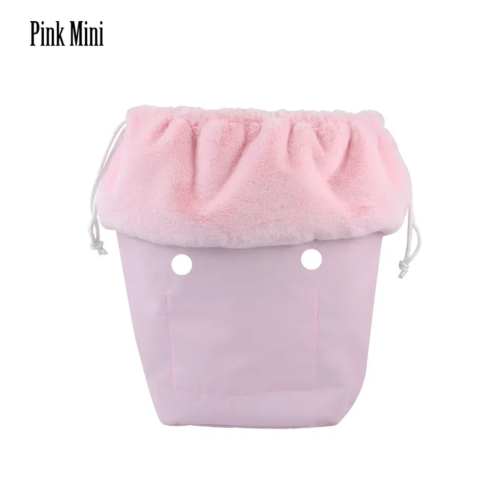 Color: SKY BLUE - 2025 Winter O Bag Large Capacity Classic Mini Plush Fur Furry Organizer Top Drawstring Colorful Inner Insert for Obag Winter