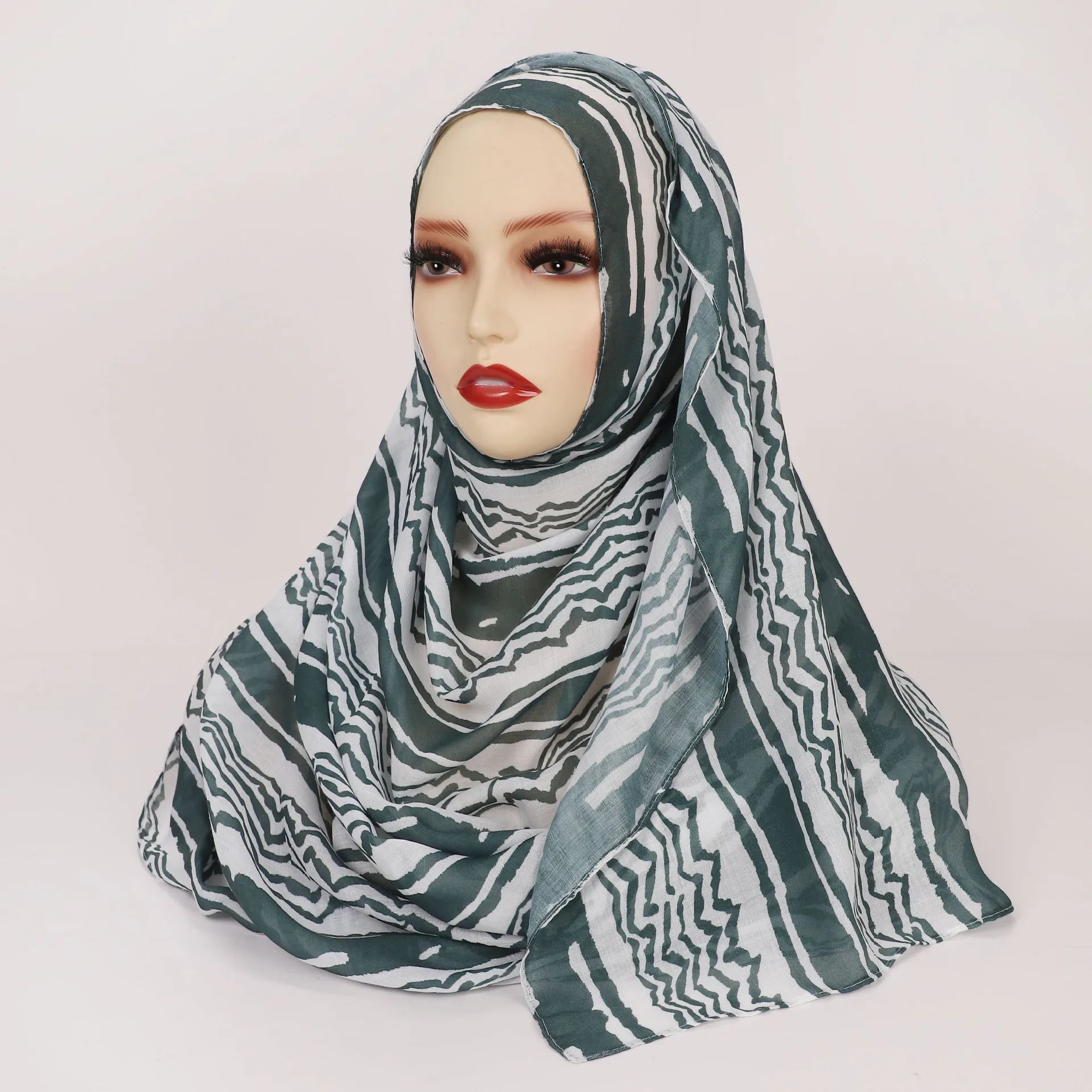 Color: dusty wine - 1Pcs Ramadan Hijab Leopard Print Women Bohemian Watercolor Soft Muslim Hijabs Floral Breathable Shawl Wrap Scarf Headscarf Warm