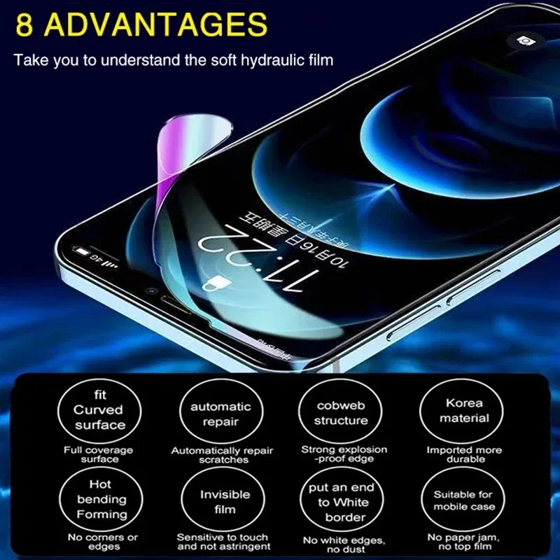 Color: Lucent, Bundle: Bundle2 - 2Pcs Hydrogel Film for IPhone 12 13 Pro Max Mini Screen Protectors for IPhone 11 14 Pro XS Max X XR 6 6s 7 8 Plus SE Not Glass