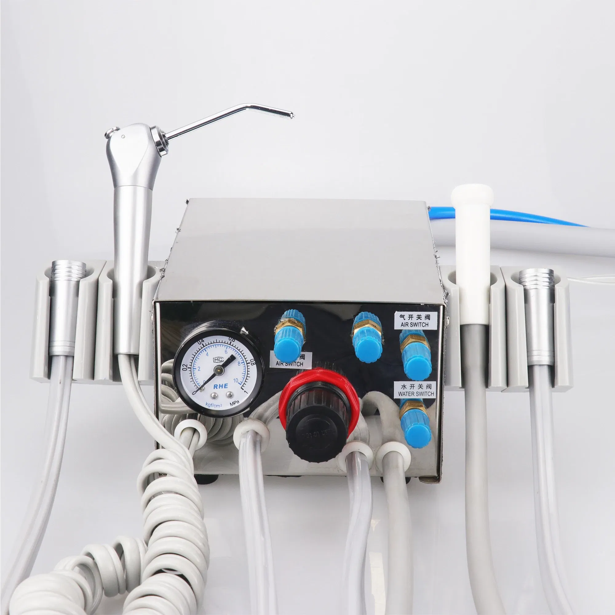 Color: Brown - Dental Portable Turbine Unit Work with Air Compressor 3 Way Syringe 2/4 Holes Teeth Whitening Dental Equipment