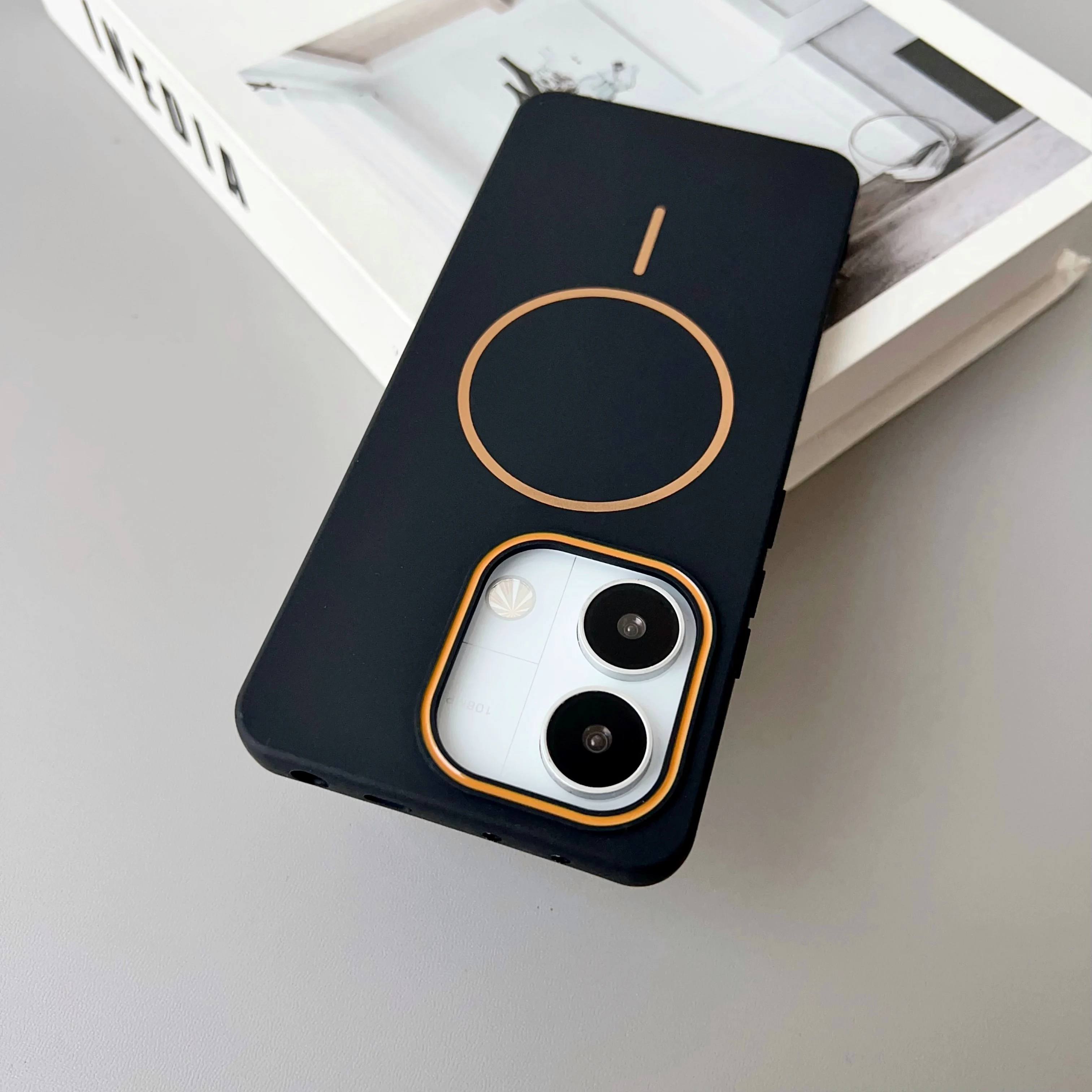 Color: Brown, Compatibility by Model: Redmi A5 4G (171mm) - NEW For Redmi Note 14 13 Pro A4 A5 4G 5G skin sensitive original thin circle magnetic solid color phone protective case