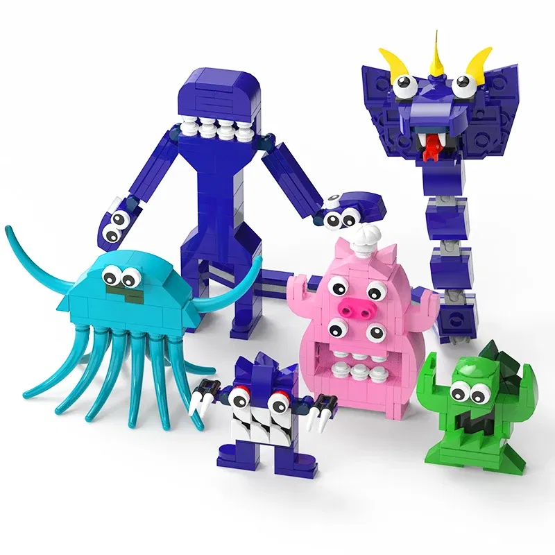 Color: black - Monster Garten of BanBan Building Blocks Toys Set Anime Action Figure Animal Bricks Toys Set for Kids Boys Birthday Easter Gift
