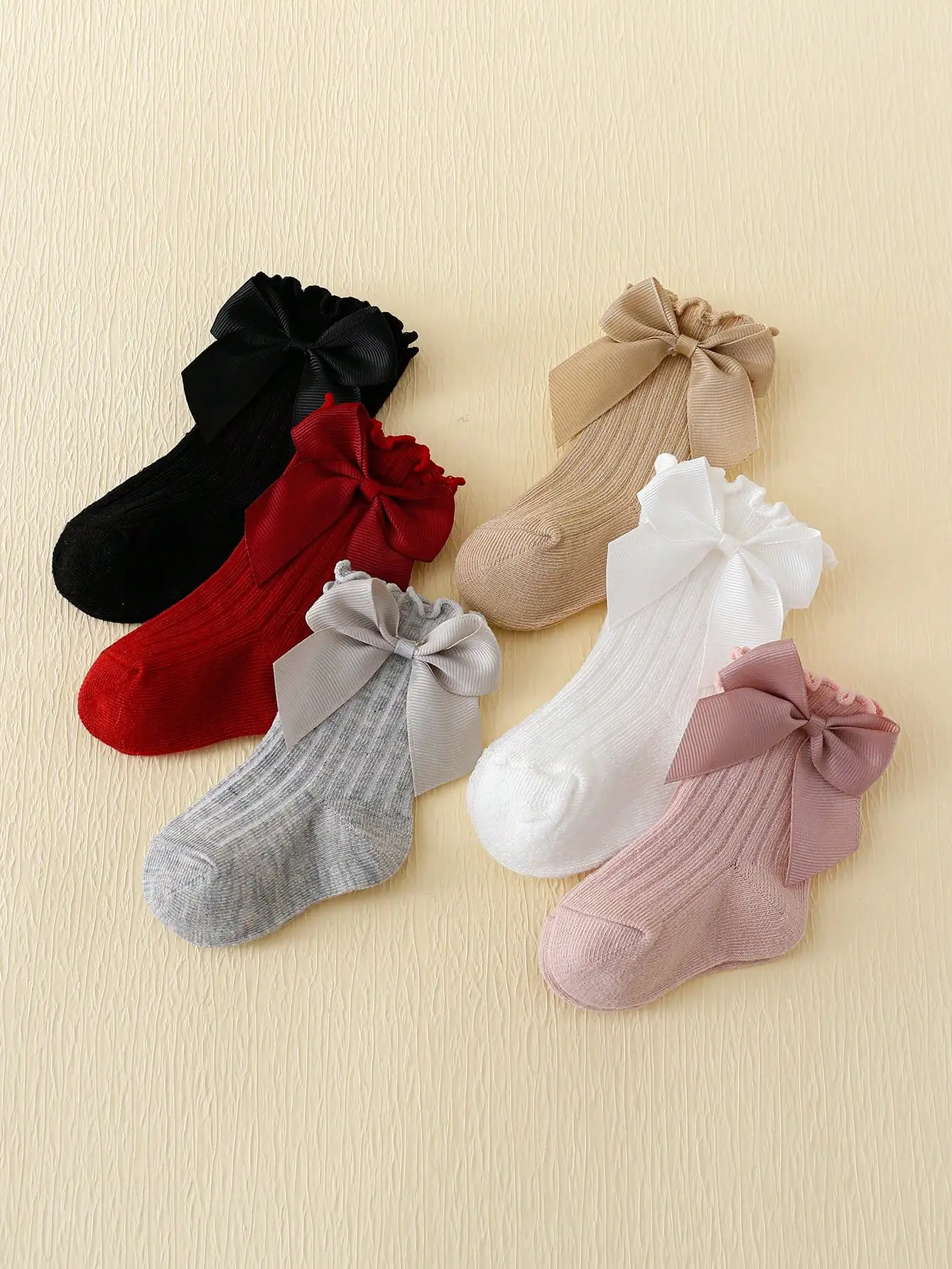 Color: MULTI, Size: 15 - 6 pairs of Rowan Bow lace baby bubble mouth socks