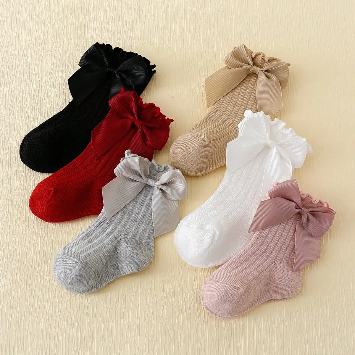 Color: MULTI, Size: 15 - 6 pairs of Rowan Bow lace baby bubble mouth socks