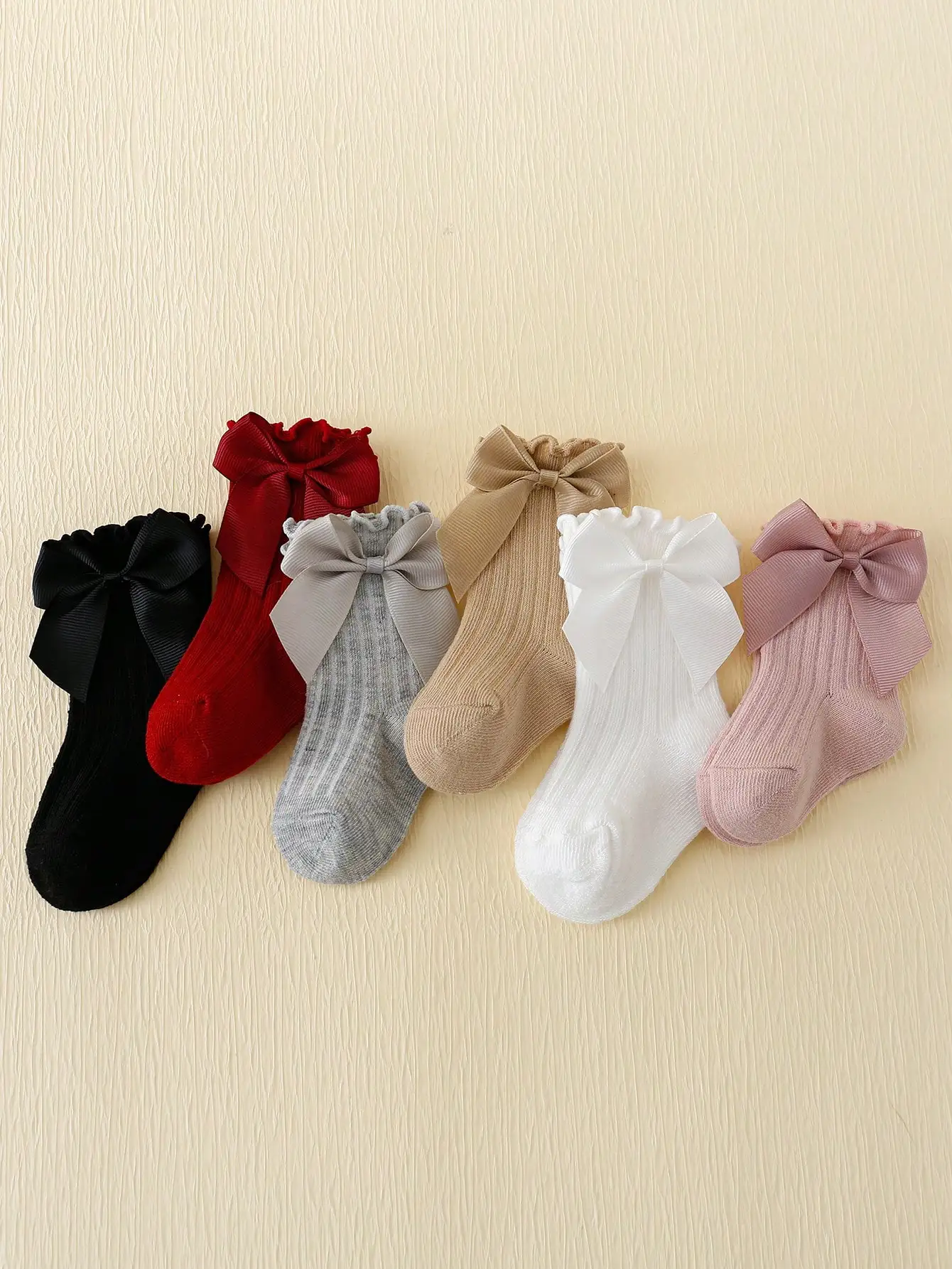 Color: MULTI, Size: 15 - 6 pairs of Rowan Bow lace baby bubble mouth socks