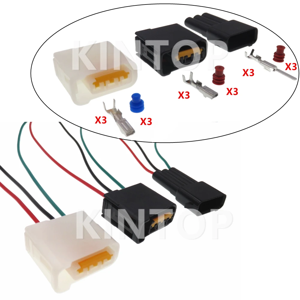 Color: Red - 1 Set 3 Pins AC Assembly Auto Plastic Housing Connector with Wire Automotive Ignition Coil Socket For Subaru FW-C-D3F FW-C-D3F-B