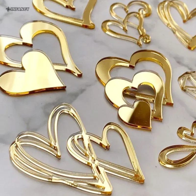Color: Dark Khaki - 1Pcs Acrylic Cake Toppers Supplies Hearts Baking Dessert Flag Placard Decoration Proposal Anniversary Wedding Birthday Party
