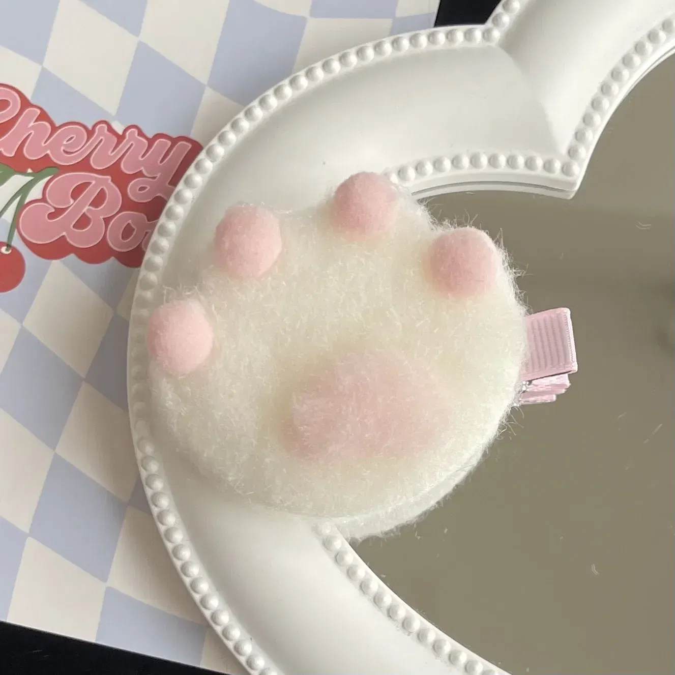 Color: GRAY - 1Pair Cat Claw Hairpins Cute Plush Cat Paw Hair Clips Women Girls Cartoon Mini Small Grip Clip Cosplay Headwear Hair Accessories