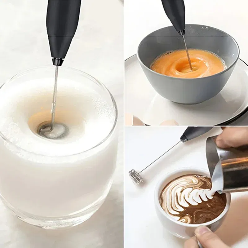 Color: Light Grey - 2-in-1 multi-function USB Rechargeable Electric Egg Beater Baking Mixer Milk Frother Kitchen Gadgets Coffee Stirrer Tools Dining
