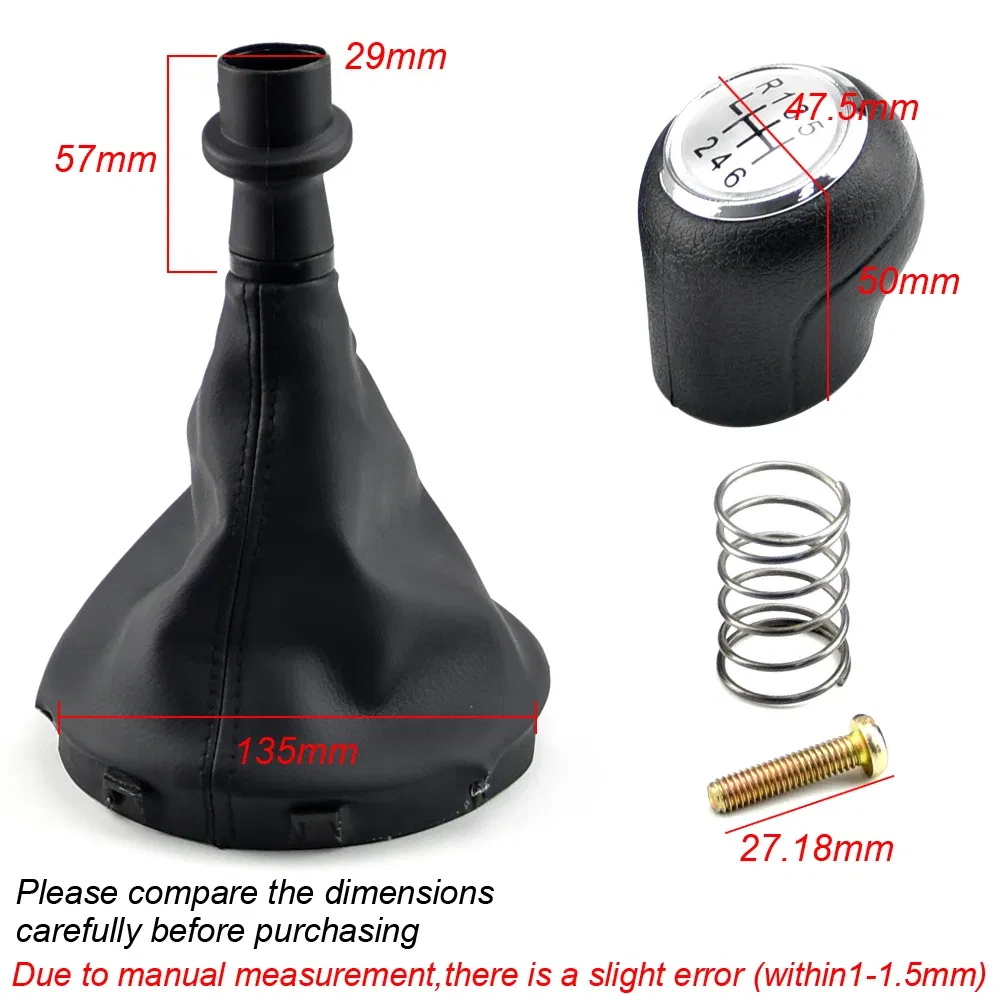 Color Name: WHITE - For VW Transporter Multivan Caravelle T5 2003 2004 2005 2006 2007 2008 2009 2010 Car 6 Speed Gear Stick Shift Knob Leather Boot
