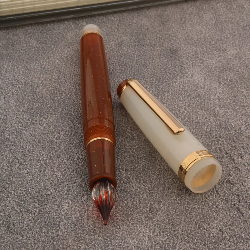 Color: Brown - JinHao 82 Fountain Pen Color match Dip in water Glass Nib Stationery Office School Supplies Ink Pens