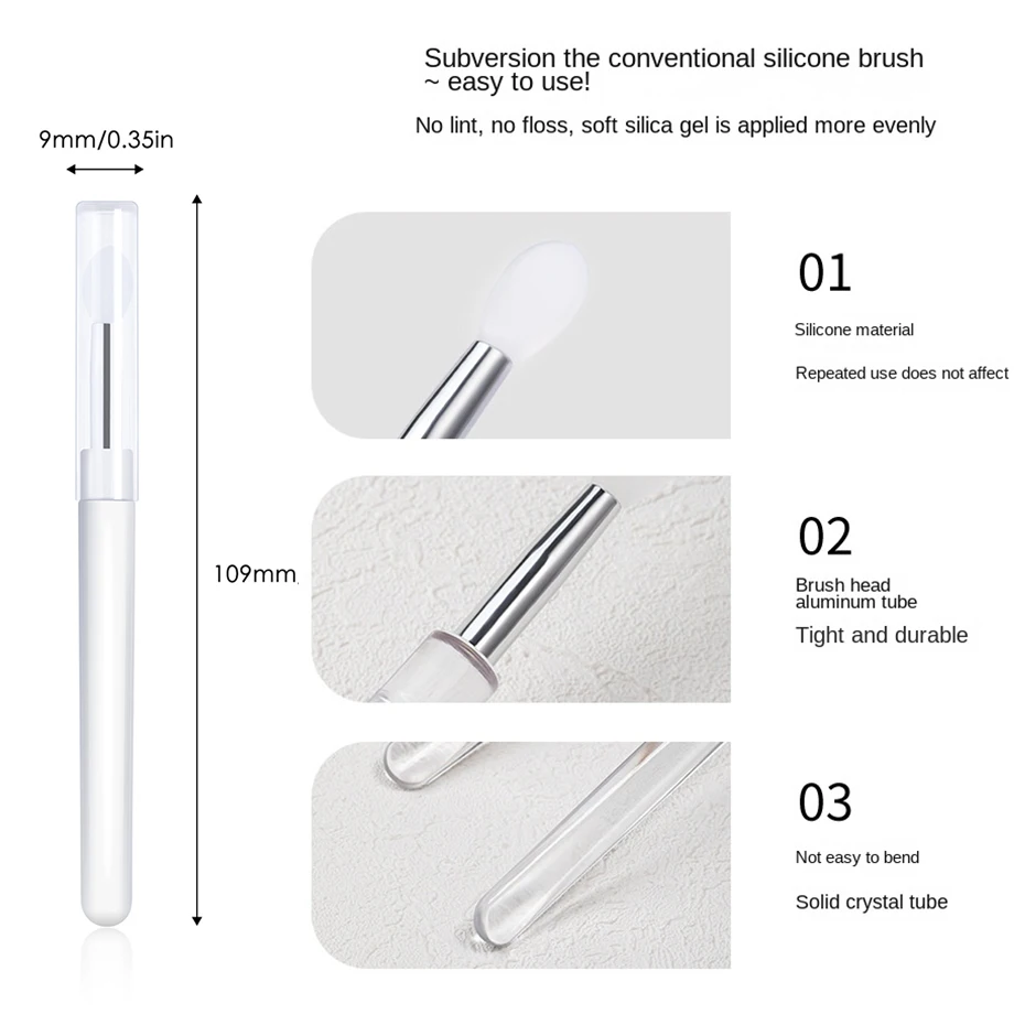 Color: Red - Silicone Applicator Sticks Nail Art Reusable Mirror Chrome Effect Glitter Applying Manicure Tool Pigment Silicone Nail Brush