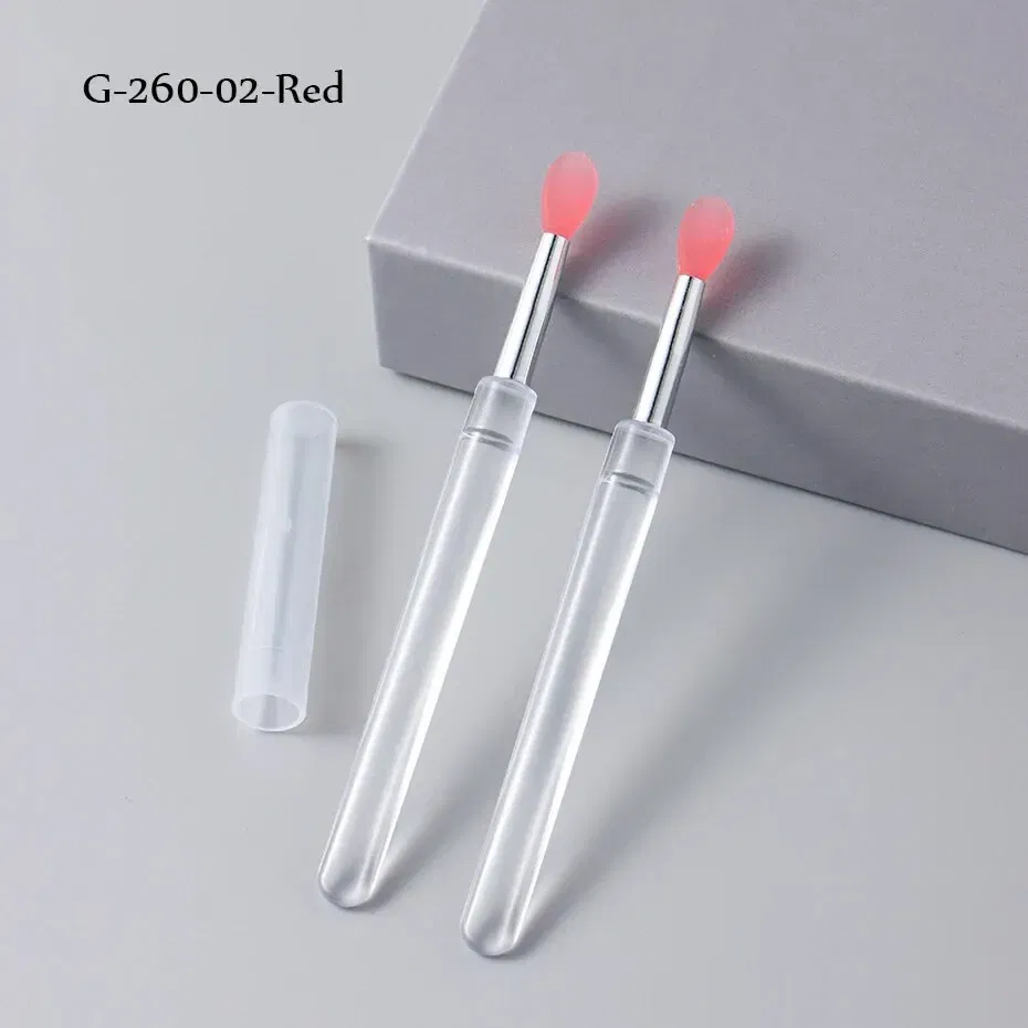 Color: Red - Silicone Applicator Sticks Nail Art Reusable Mirror Chrome Effect Glitter Applying Manicure Tool Pigment Silicone Nail Brush