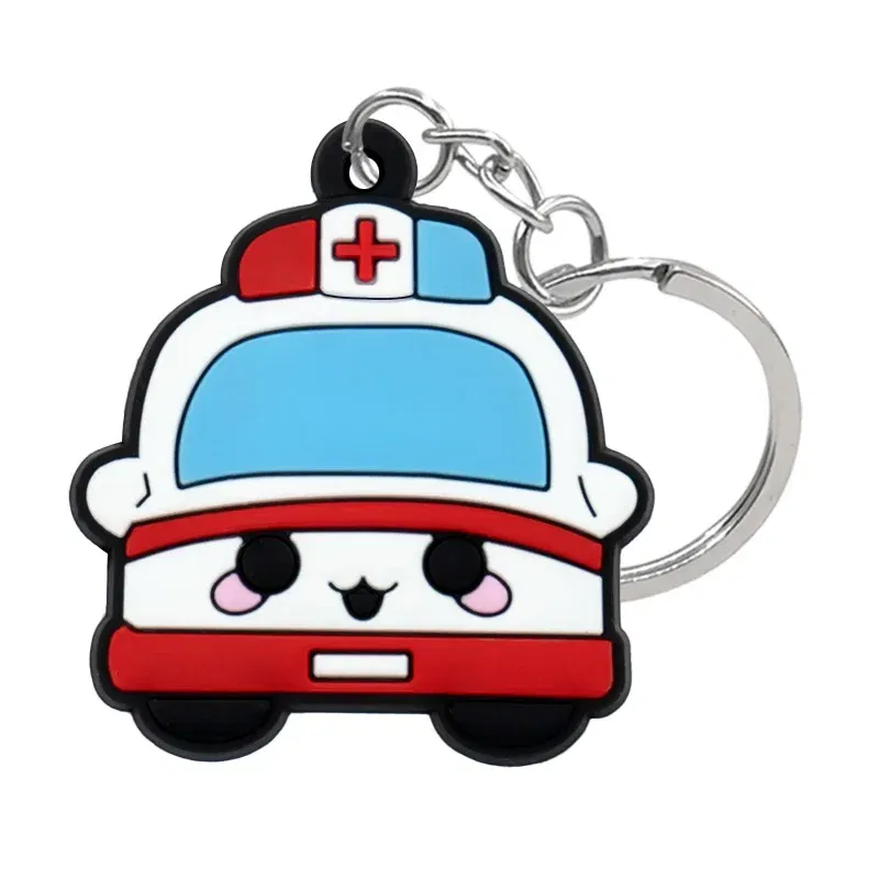Color: Light Blue - 1PCS PVC Rubber Hot Keychain for nurses New Design Medicine Style Heart & Brain Car Key Pendant Cute Bag Ornament Gift