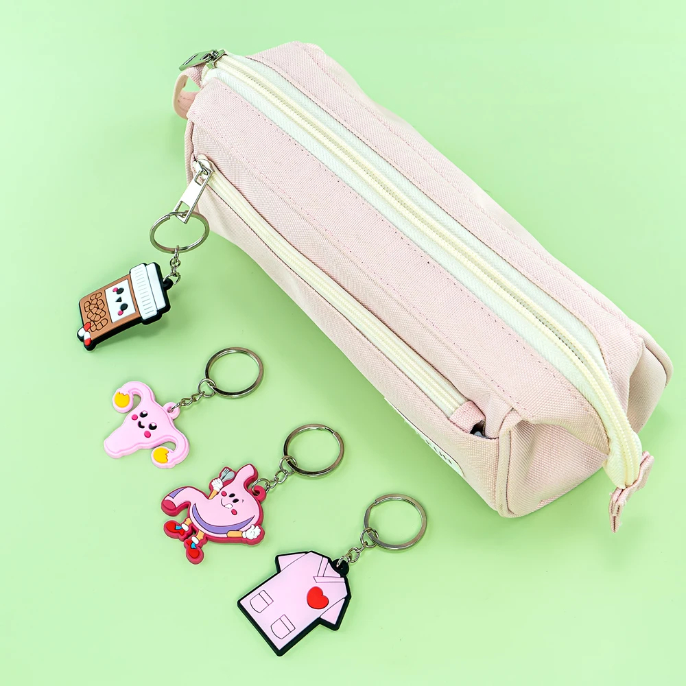 Color: Light Blue - 1PCS PVC Rubber Hot Keychain for nurses New Design Medicine Style Heart & Brain Car Key Pendant Cute Bag Ornament Gift
