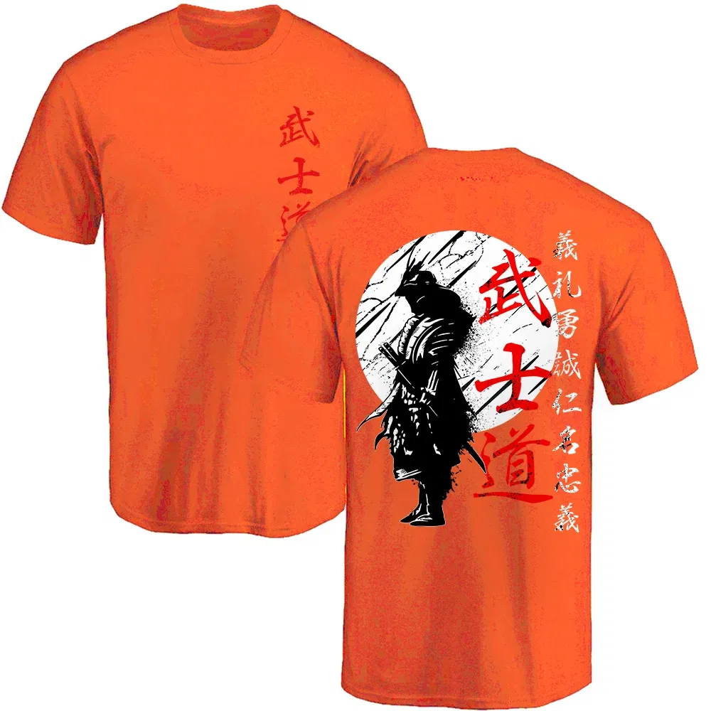 Color: army green, Size: M - Japan Samurai Spirit T Shirts For Men Japanese Style Back Print Loose Oversized 100% Cotton Tops T-shirt Bushido Male Gifts Tee