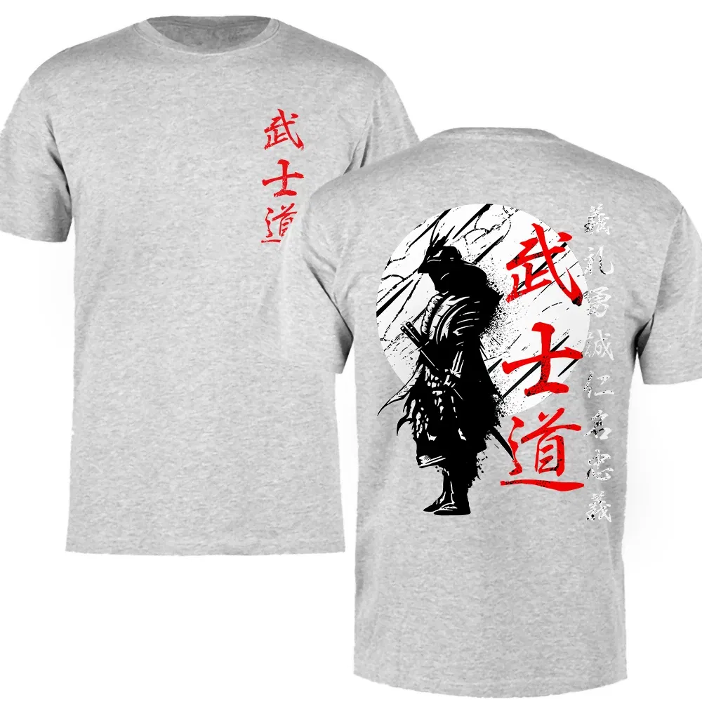 Color: army green, Size: M - Japan Samurai Spirit T Shirts For Men Japanese Style Back Print Loose Oversized 100% Cotton Tops T-shirt Bushido Male Gifts Tee