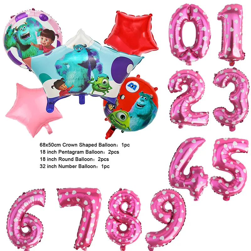 Color: Burgundy, Capacity: 680ml - Monsters University Monsters, Inc. James P. Sullivan Theme Birthday Party Decoration Crown Shaped Balloon Set Baby Shower