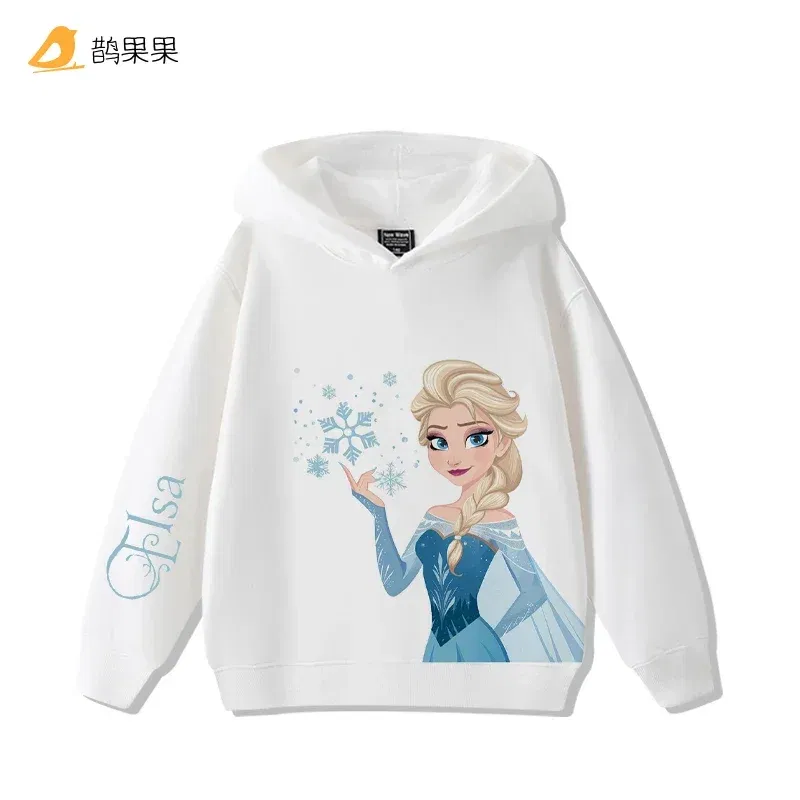 Color: Pink, Kid Size: 4 - Queen Elsa Surrounding Girls Autumn and Winter Hooded Sweatshirt Children Girl Children's Tops Cute Long-sleeved Coat