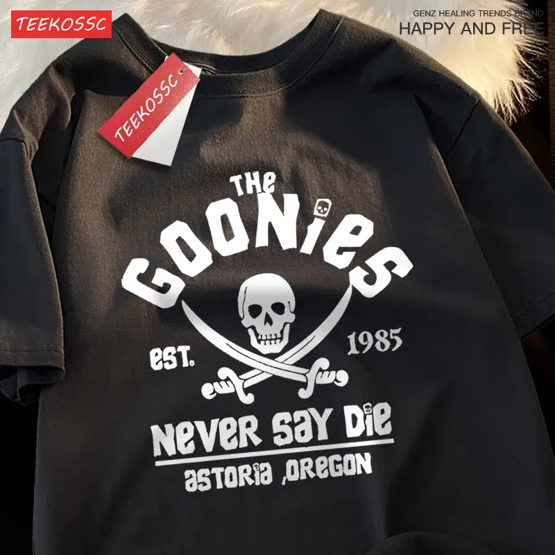 Color: black, Size: S - The Goonies Never Say Die T Shirts Men Women Comfortable Crewneck Tshirt Breathable Cotton T Shirts Street Loose Couple Clothing