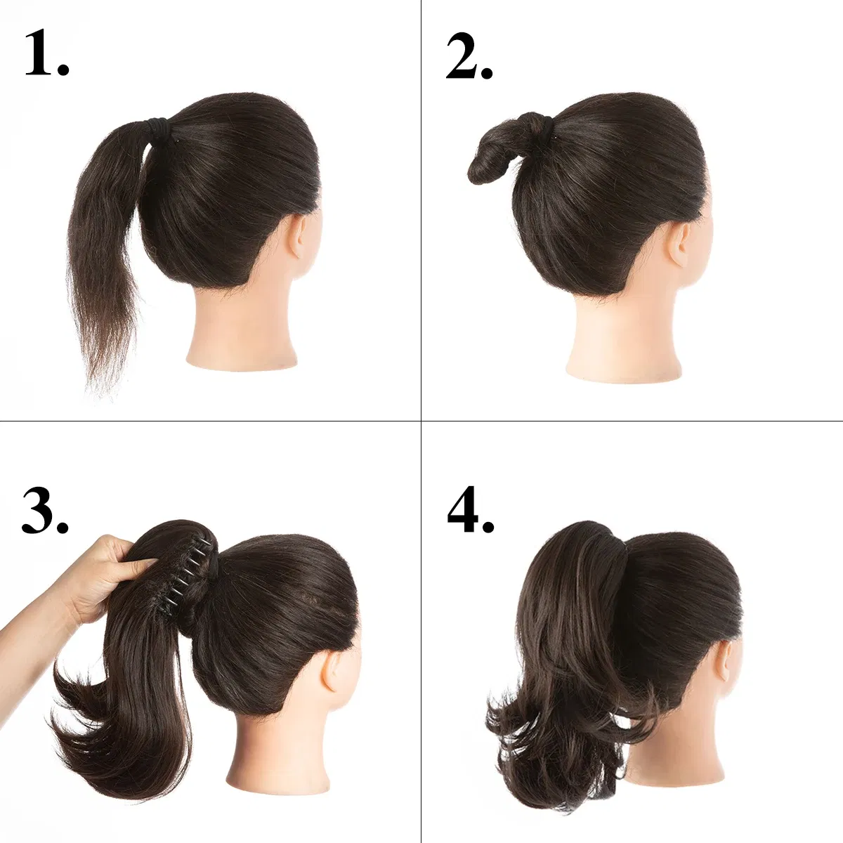 Color: T27/30/4, Stretched Length: 12inches - Synthetic Claw Clip In Ponytail Hair Extensions Hairpiece Horse Tail Fake Hair Wavy Blonde False Pigtail With Elastic Band