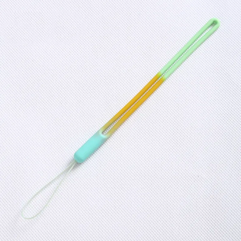 Color: WHITE - 1pcs New Watercolor silicone lanyard liquid wrist lanyard creative speaker fan short sling U disk silicone mobile phone lanyard