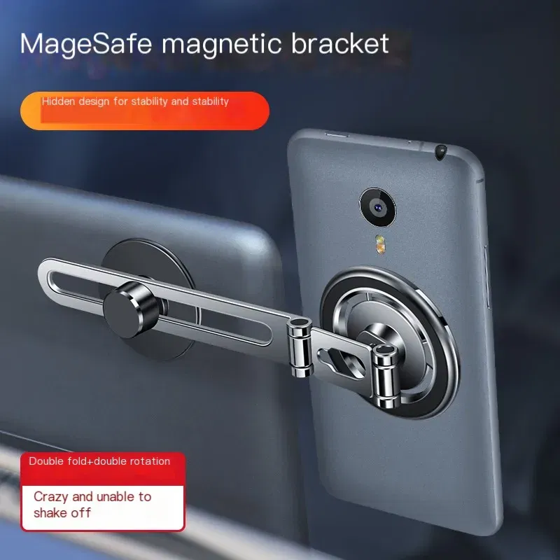 Color: Silver - Car Phone Holder Adjustable Foldable Bracket 360 Degree Rotating Aluminum Alloy for BYD Atto 3 Song Tang Tesla Model 3/Y/X/S
