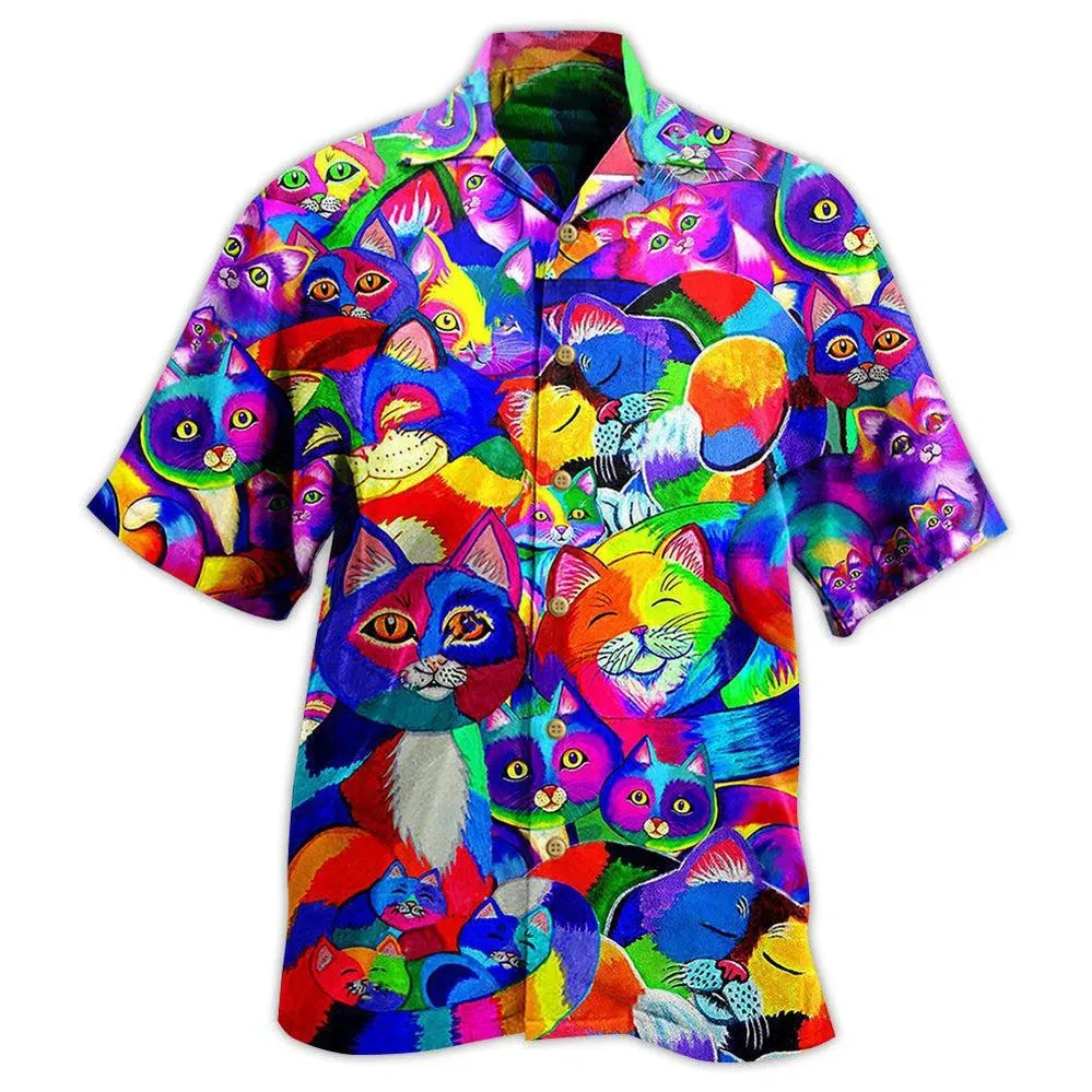 Color: Lavender, Size: XL - 2023 Men's Hawaiian Shirts Party Beer Harajuku Oversized Shirt Fashion Printed Short-sleeved Beach Top Tee Men's Clothing Camisa